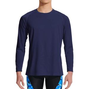 imageDEVOROPA Boys UPF 50 Long Sleeve Rash Guard Swim Shirt Quick Dry Lightweight Swimsuit Youth SPF Fishing Hiking Sun ShirtsNavy