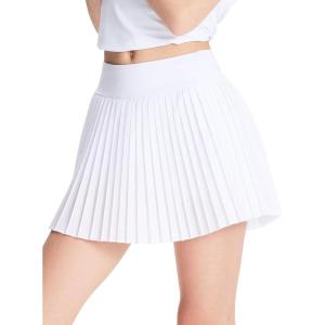 imageDEVOROPA Girls Pleated Tennis Skirt with Liner Shorts Youth Athletic Golf School Cheer Skirts Kids Teen Skorts PocketsWhite