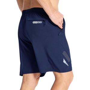 imageDEVOROPA Mens Athletic Running Shorts 7 Inch Lightweight Quick Dry Gym Workout Basketball Hiking Sports Shorts Zipper PocketsNavy