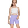 imageDEVOROPA Girls 5quot Spandex Volleyball Bike Shorts Stretch Youth Athletic Gymnastics Kid Yoga Dance Compression Shorts PocketLight Purple