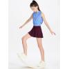 imageDEVOROPA Girls Tennis Skirts Stretch Adjustable Waist Youth Golf Athletic Pleated Skorts Lining Kids Cheer Shorts PocketMaroon