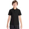 imageDEVOROPA Polo Shirts for Boys Short Sleeve Striped Stretch Youth School Uniform Golf Polo Sports Athletic Casual TopsBlack