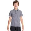 imageDEVOROPA Polo Shirts for Boys Short Sleeve Striped Stretch Youth School Uniform Golf Polo Sports Athletic Casual TopsBlack White Stripe