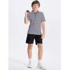 imageDEVOROPA Polo Shirts for Boys Short Sleeve Striped Stretch Youth School Uniform Golf Polo Sports Athletic Casual TopsBlack White Stripe