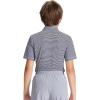 imageDEVOROPA Polo Shirts for Boys Short Sleeve Striped Stretch Youth School Uniform Golf Polo Sports Athletic Casual TopsBlack White Stripe