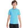 imageDEVOROPA Polo Shirts for Boys Short Sleeve Striped Stretch Youth School Uniform Golf Polo Sports Athletic Casual TopsSky Blue Stripe