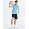 imageDEVOROPA Polo Shirts for Boys Short Sleeve Striped Stretch Youth School Uniform Golf Polo Sports Athletic Casual TopsSky Blue Stripe