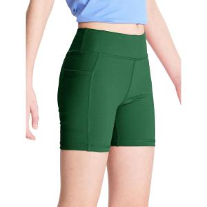 imageDEVOROPA Girls 5quot Spandex Volleyball Bike Shorts Stretch Youth Athletic Gymnastics Kid Yoga Dance Compression Shorts PocketGreen