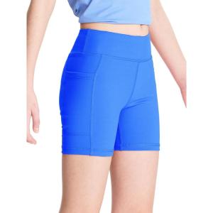 imageDEVOROPA Girls 5quot Spandex Volleyball Bike Shorts Stretch Youth Athletic Gymnastics Kid Yoga Dance Compression Shorts PocketRoyal Blue