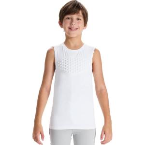 imageDEVOROPA Youth Baseball Chest Protector Softball Padded Compression Shirt Football Lacrosse Heart Guard Sternum UndershirtWhite