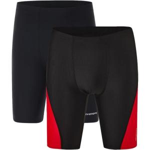 imageDEVOROPA Boys Swim Jammers Youth Competitive Swim Team Trunks Racing Swimsuit Athletic Swimming Shorts SlimStandardHusky2 PackblackRed