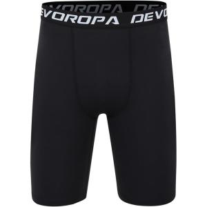 image:imageDEVOROPA Youth Boys Compression Shorts Performance Athletic Base Layers Workout Training Underwear Side PocketBlack