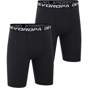 image:imageDEVOROPA Youth Boys Compression Shorts Performance Athletic Base Layers Workout Training Underwear Side PocketBlackBlackno Side Pockets