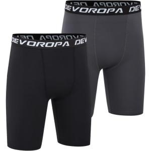 image:imageDEVOROPA Youth Boys Compression Shorts Performance Athletic Base Layers Workout Training Underwear Side PocketBlackGrayno Side Pockets