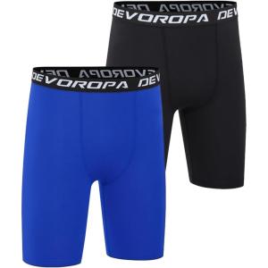 image:imageDEVOROPA Youth Boys Compression Shorts Performance Athletic Base Layers Workout Training Underwear Side PocketBlackRoyalno Side Pockets
