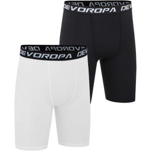image:imageDEVOROPA Youth Boys Compression Shorts Performance Athletic Base Layers Workout Training Underwear Side PocketBlackWhiteno Side Pockets