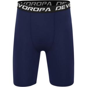 image:imageDEVOROPA Youth Boys Compression Shorts Performance Athletic Base Layers Workout Training Underwear Side PocketNavy