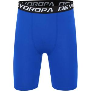 image:imageDEVOROPA Youth Boys Compression Shorts Performance Athletic Base Layers Workout Training Underwear Side PocketRoyal Blue
