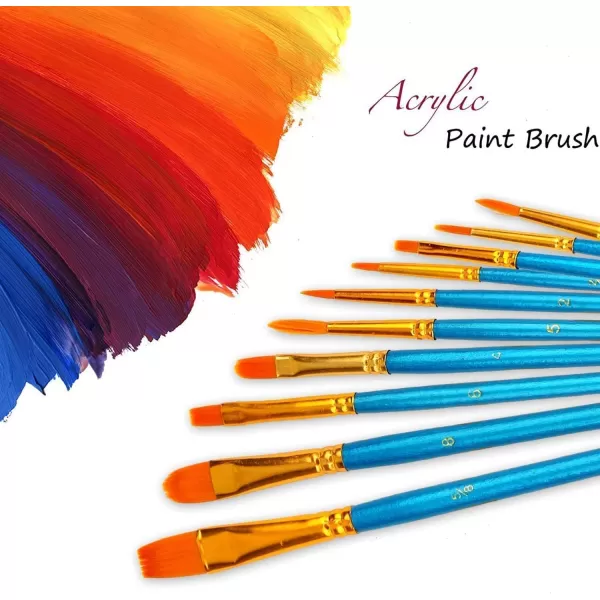 imageSoucolor Acrylic Paint Brushes Set 20Pcs Round Pointed Tip Artist Paintbrushes for Acrylic Painting Oil Watercolor Canvas Boards Rock Body Face Nail Art Halloween Pumpkin Ceramic Crafts SuppliesBlue