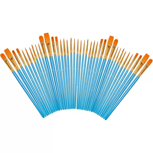 imageSoucolor Acrylic Paint Brushes Set 20Pcs Round Pointed Tip Artist Paintbrushes for Acrylic Painting Oil Watercolor Canvas Boards Rock Body Face Nail Art Halloween Pumpkin Ceramic Crafts SuppliesBlue