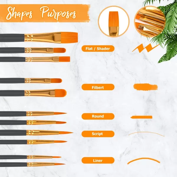 imageSoucolor Acrylic Paint Brushes Set 20Pcs Round Pointed Tip Artist Paintbrushes for Acrylic Painting Oil Watercolor Canvas Boards Rock Body Face Nail Art Halloween Pumpkin Ceramic Crafts SuppliesBlack  Blue