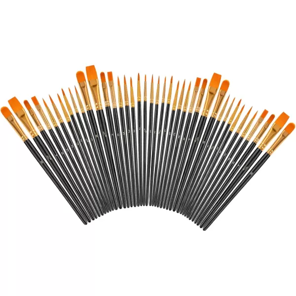 imageSoucolor Acrylic Paint Brushes Set 20Pcs Round Pointed Tip Artist Paintbrushes for Acrylic Painting Oil Watercolor Canvas Boards Rock Body Face Nail Art Halloween Pumpkin Ceramic Crafts SuppliesBlack
