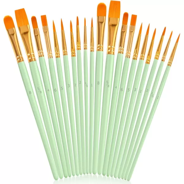 imageSoucolor Acrylic Paint Brushes Set 20Pcs Round Pointed Tip Artist Paintbrushes for Acrylic Painting Oil Watercolor Canvas Boards Rock Body Face Nail Art Halloween Pumpkin Ceramic Crafts SuppliesMint Green