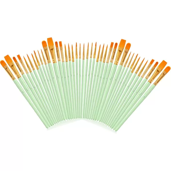 imageSoucolor Acrylic Paint Brushes Set 20Pcs Round Pointed Tip Artist Paintbrushes for Acrylic Painting Oil Watercolor Canvas Boards Rock Body Face Nail Art Halloween Pumpkin Ceramic Crafts SuppliesMint Green