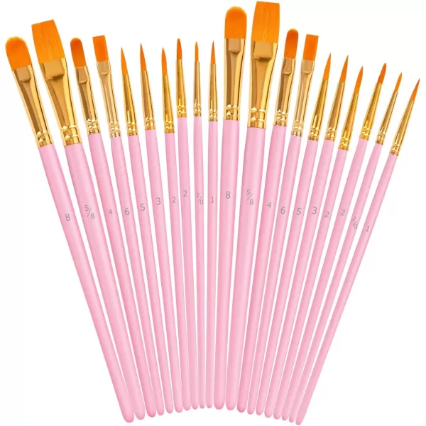 imageSoucolor Acrylic Paint Brushes Set 20Pcs Round Pointed Tip Artist Paintbrushes for Acrylic Painting Oil Watercolor Canvas Boards Rock Body Face Nail Art Halloween Pumpkin Ceramic Crafts SuppliesPink