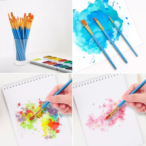 imageSoucolor Acrylic Paint Brushes Set 20Pcs Round Pointed Tip Artist Paintbrushes for Acrylic Painting Oil Watercolor Canvas Boards Rock Body Face Nail Art Halloween Pumpkin Ceramic Crafts SuppliesBlue