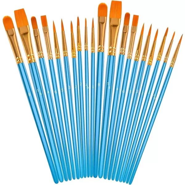 imageSoucolor Acrylic Paint Brushes Set 20Pcs Round Pointed Tip Artist Paintbrushes for Acrylic Painting Oil Watercolor Canvas Boards Rock Body Face Nail Art Halloween Pumpkin Ceramic Crafts SuppliesBlue