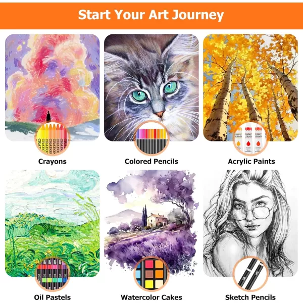 imageSoucolor Art Supplies 192Pack Deluxe Art Set Drawing Painting Supplies Art Kit with Acrylic Pad Watercolor Pad Sketch Book Canvases Acrylic Paint Crayons Pencils Gifts for Artists Adults KidsBrown