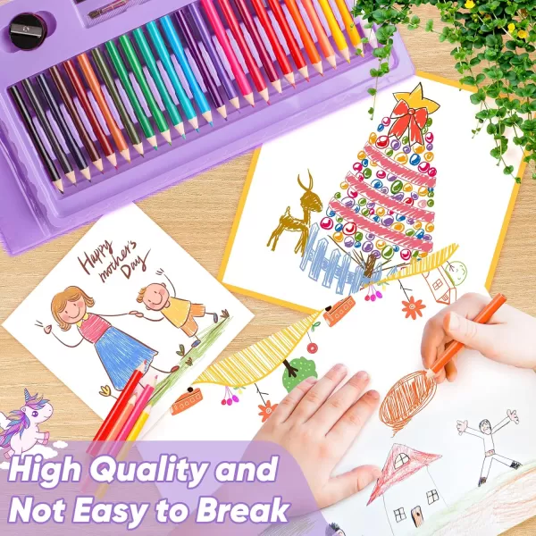 imageSoucolor Art Supplies 283 Pieces Drawing Set Art Kits with Trifold Easel 2 Drawing Pads 1 Coloring Book Crayons Pastels Arts and Crafts Gifts Case for Kids Girls Boys Teens Beginners PurplePurple