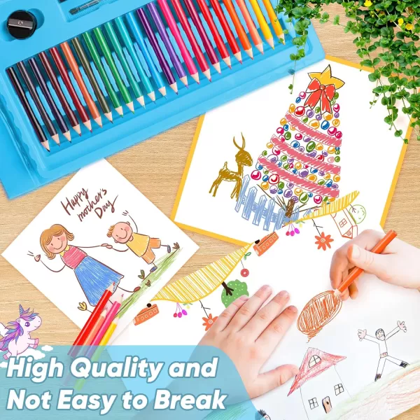 imageSoucolor Art Supplies 283 Pieces Drawing Set Art Kits with Trifold Easel 2 Drawing Pads 1 Coloring Book Crayons Pastels Arts and Crafts Gifts Case for Kids Girls Boys Teens Beginners PurpleBlue