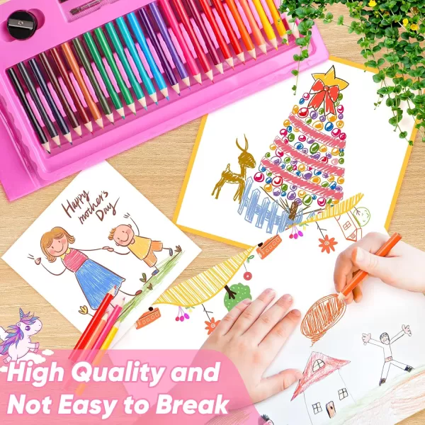 imageSoucolor Art Supplies 283 Pieces Drawing Set Art Kits with Trifold Easel 2 Drawing Pads 1 Coloring Book Crayons Pastels Arts and Crafts Gifts Case for Kids Girls Boys Teens Beginners PurplePink