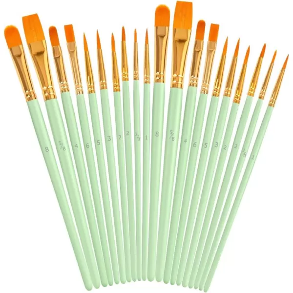 imageSoucolor Acrylic Paint Brushes Set 20Pcs Round Pointed Tip Artist Paintbrushes for Acrylic Painting Oil Watercolor Canvas Boards Rock Body Face Nail Art Halloween Pumpkin Ceramic Crafts SuppliesMint Green