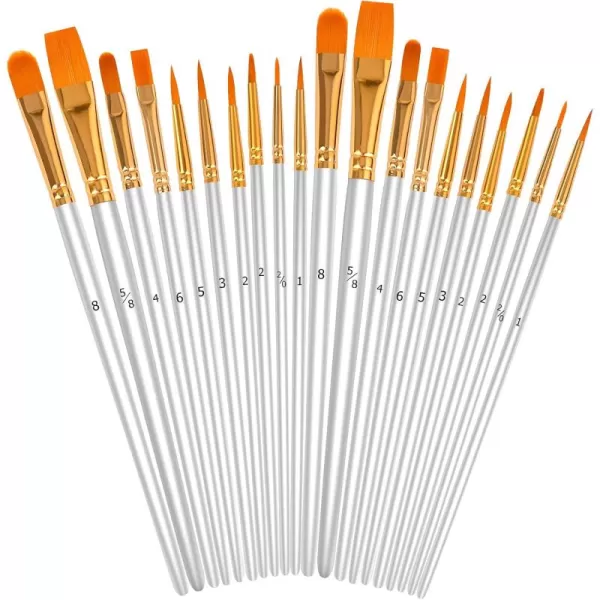 imageSoucolor Acrylic Paint Brushes Set 20Pcs Round Pointed Tip Artist Paintbrushes for Acrylic Painting Oil Watercolor Canvas Boards Rock Body Face Nail Art Halloween Pumpkin Ceramic Crafts Supplies