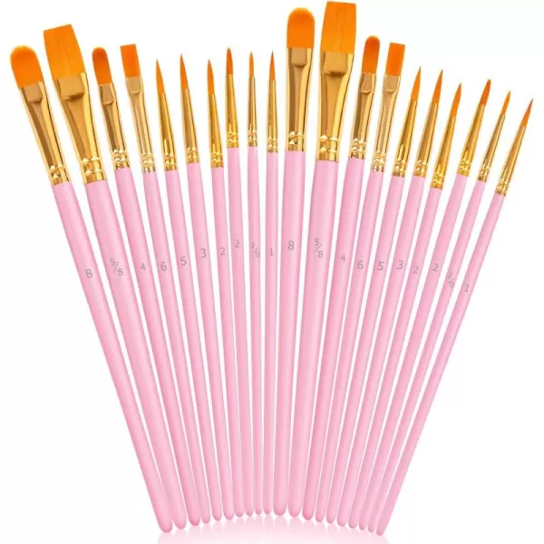 imageSoucolor Acrylic Paint Brushes Set 20Pcs Round Pointed Tip Artist Paintbrushes for Acrylic Painting Oil Watercolor Canvas Boards Rock Body Face Nail Art Halloween Pumpkin Ceramic Crafts SuppliesPink