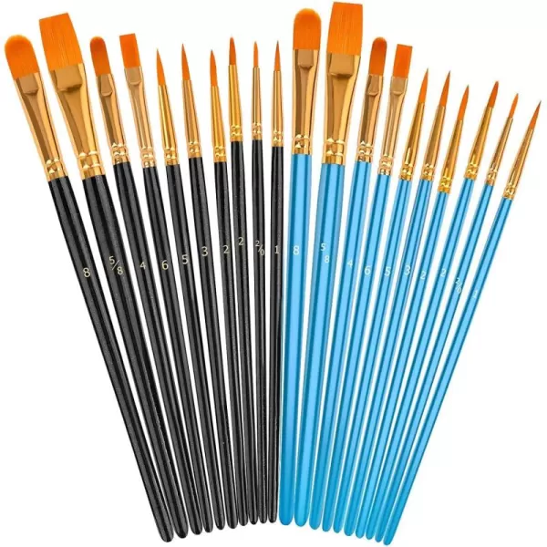 imageSoucolor Acrylic Paint Brushes Set 20Pcs Round Pointed Tip Artist Paintbrushes for Acrylic Painting Oil Watercolor Canvas Boards Rock Body Face Nail Art Halloween Pumpkin Ceramic Crafts SuppliesBlack  Blue