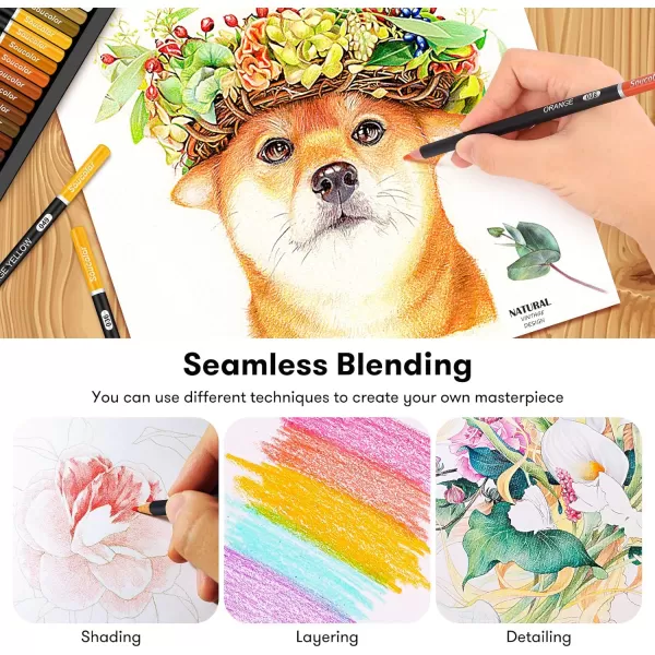 imageSoucolor 180Color Artist Colored Pencils Set for Adult Coloring Books Soft Core Professional Numbered Art Drawing Pencils for Sketching Shading Blending Crafting Gift Tin Box for Beginners Kids