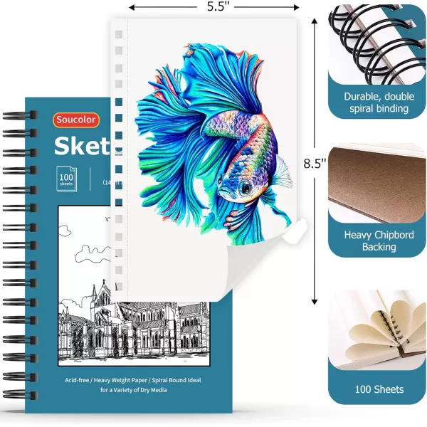imageSoucolor 9quot x 12quot Aesthetic Sketch Book 1Pack 100 Sheets School Supplies Cute Sketchbook for Women Japanese Stationary Sketching Supplies for Kids Teen Girl Gifts Birthday Gifts Pastel PurpleChristmas Blue