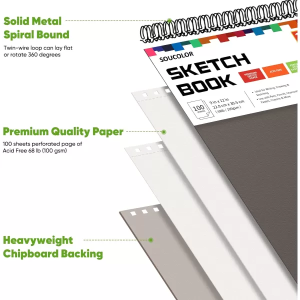 imageSoucolor 9quot x 12quot Aesthetic Sketch Book 1Pack 100 Sheets School Supplies Cute Sketchbook for Women Japanese Stationary Sketching Supplies for Kids Teen Girl Gifts Birthday Gifts Pastel PurpleGrey
