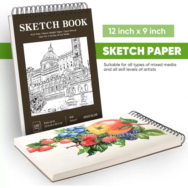 imageSoucolor 9quot x 12quot Aesthetic Sketch Book 1Pack 100 Sheets School Supplies Cute Sketchbook for Women Japanese Stationary Sketching Supplies for Kids Teen Girl Gifts Birthday Gifts Pastel PurpleBrown