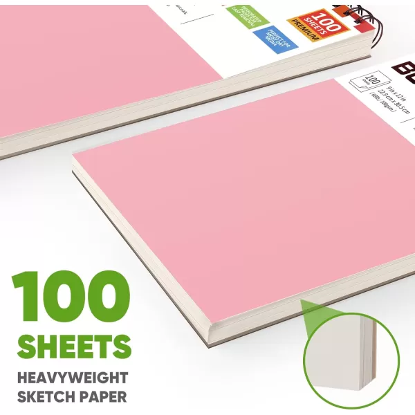 imageSoucolor 9quot x 12quot Aesthetic Sketch Book 1Pack 100 Sheets School Supplies Cute Sketchbook for Women Japanese Stationary Sketching Supplies for Kids Teen Girl Gifts Birthday Gifts Pastel PurplePink