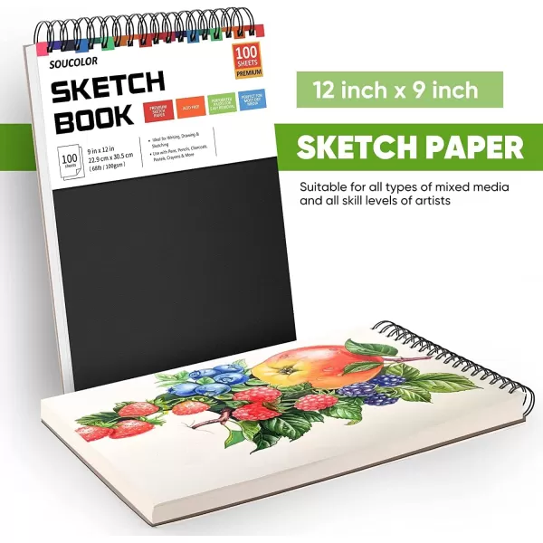 imageSoucolor 9quot x 12quot Aesthetic Sketch Book 1Pack 100 Sheets School Supplies Cute Sketchbook for Women Japanese Stationary Sketching Supplies for Kids Teen Girl Gifts Birthday Gifts Pastel PurpleBlack