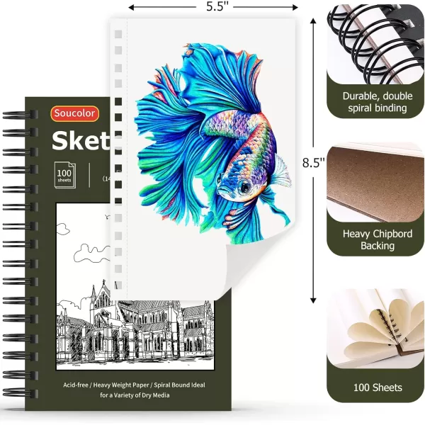 imageSoucolor 9quot x 12quot Aesthetic Sketch Book 1Pack 100 Sheets School Supplies Cute Sketchbook for Women Japanese Stationary Sketching Supplies for Kids Teen Girl Gifts Birthday Gifts Pastel PurpleChristmas Blue  Christmas Green