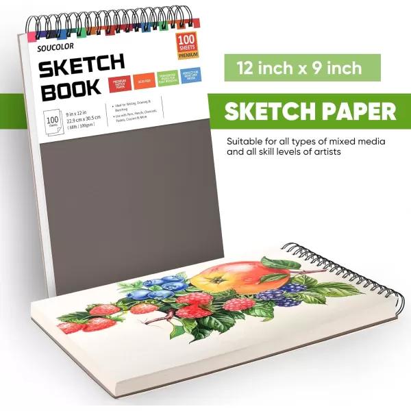 imageSoucolor 9quot x 12quot Aesthetic Sketch Book 1Pack 100 Sheets School Supplies Cute Sketchbook for Women Japanese Stationary Sketching Supplies for Kids Teen Girl Gifts Birthday Gifts Pastel PurpleGrey