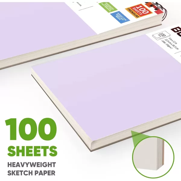 imageSoucolor 9quot x 12quot Aesthetic Sketch Book 1Pack 100 Sheets School Supplies Cute Sketchbook for Women Japanese Stationary Sketching Supplies for Kids Teen Girl Gifts Birthday Gifts Pastel PurplePurple