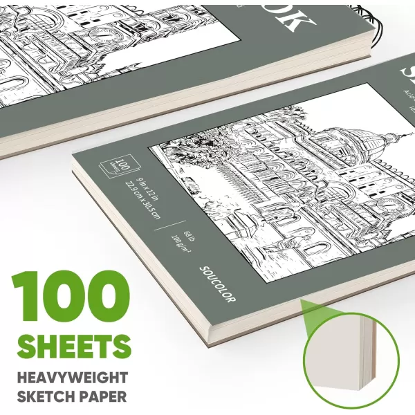 imageSoucolor 9quot x 12quot Aesthetic Sketch Book 1Pack 100 Sheets School Supplies Cute Sketchbook for Women Japanese Stationary Sketching Supplies for Kids Teen Girl Gifts Birthday Gifts Pastel PurpleGreen