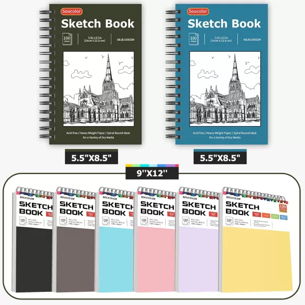 imageSoucolor 9quot x 12quot Aesthetic Sketch Book 1Pack 100 Sheets School Supplies Cute Sketchbook for Women Japanese Stationary Sketching Supplies for Kids Teen Girl Gifts Birthday Gifts Pastel PurpleChristmas Blue